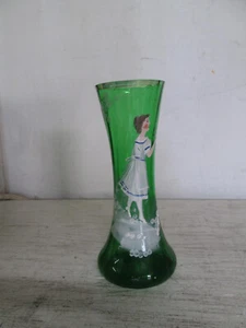 Vintage Mary Gregory 6" Vase, Emerald Hand Painted Bud Vase - Picture 1 of 5