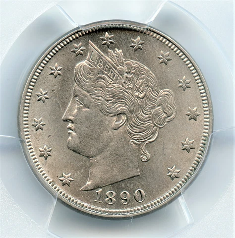 1890 Liberty Nickel, PCGS MS63 Cover