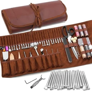 72-teiliges Leder Handwerkzeuge Leder Arbeitswerkzeug Kit mit individueller Aufbewahrungstasche - Bild 1 von 8