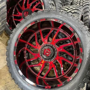 NEW 22x12 TIS 544BM RED Black Tire Wheels W/33125022/35125022 GRAPPLER 6X139 - Picture 1 of 8