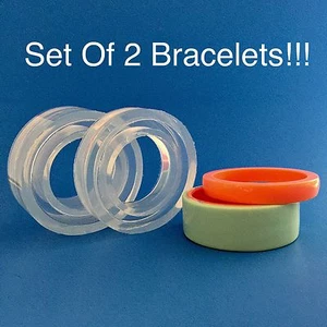 CLEAR SILICONE MOLDS, (MBS128) SET OF TWO BRACELET MOLDS. SMOOTH SHINY CHUNKY - Picture 1 of 5