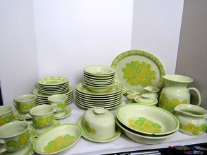 Franciscan Desert Floral Earthenware 54 pc. Set Daisy pattern Yellow and Green - Picture 1 of 13