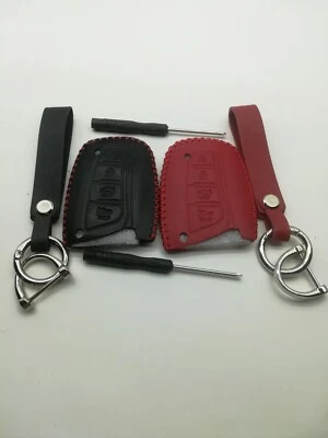 Leather Fob Remote Key Cover for 2015 2016 HYUNDAI GENESIS SANTA FE EQUUS AZERA - Imagem 1 de 2