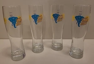 Set Of 4 Mumbai Bad Boy Tall Beer Glasses 8.5” Norwich Born Beer Very Rare - Picture 1 of 6