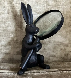 Rabbit Holding Magnifying Glass, 7” - Picture 1 of 5
