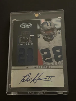 2012 Certified Die-Cut Jersey Number Signatures Prime 4/25 Felix Jones #13 Auto - Image 1 of 4