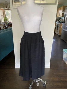 The Villager Vintage Black 1980s does 1960s Tulip Long Skirt Slits Size 12 Wool - Picture 1 of 10