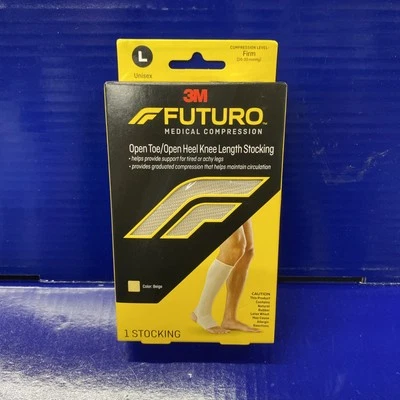 Futuro Open Toe/Heel Knee Length Medical Compression Stocking Unisex beige -L - Image 1 of 3