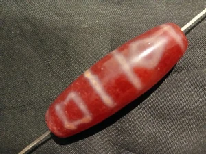 Unusual Rare Tibetan Reddish Natural Agate Dzi *Heaven & Earth* Bead NN057 - Picture 1 of 5