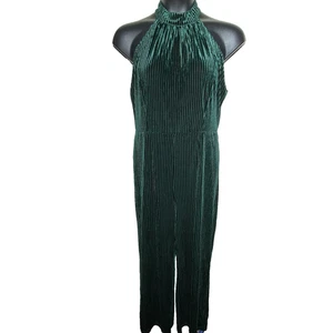 Cupshe Jumpsuit grün Größe XL Plissee hochgeschlossen ärmellos weites Bein Neu mit Etikett - Bild 1 von 11