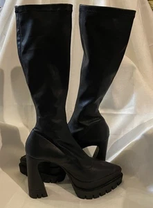 Steve Madden Y2K Women’s Black Chunky Platform Emo Punk Gothic Boots 10M - Picture 1 of 24