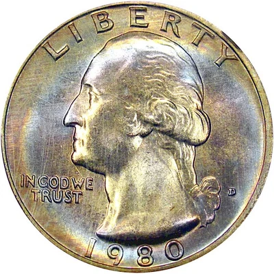 1980-D NGC MS66 WASHINGTON ~ BEAUTIFUL RAINBOW CLAD!  VIDEO - Image 1 of 4
