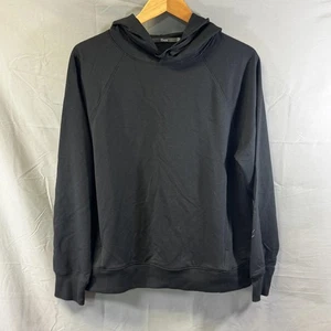 Sudadera con Capucha Ibex Para Hombre Grande Negra Algodón Orgánico Mezcla Lana Merino Pullover Suave - Imagen 1 de 7