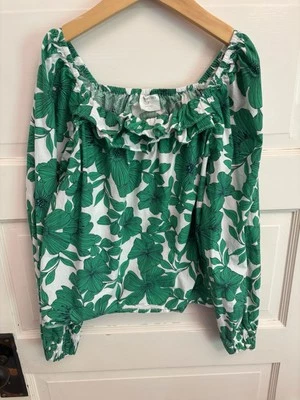 Top con volantes florales verdes Crewcuts para niña 100 % algodón talla grande Foto 1 de 4