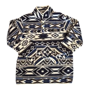 Free Nature Pull Over Sweater Men's Sz M Aztec Native American Fleece 1/4 Button - Picture 1 of 8