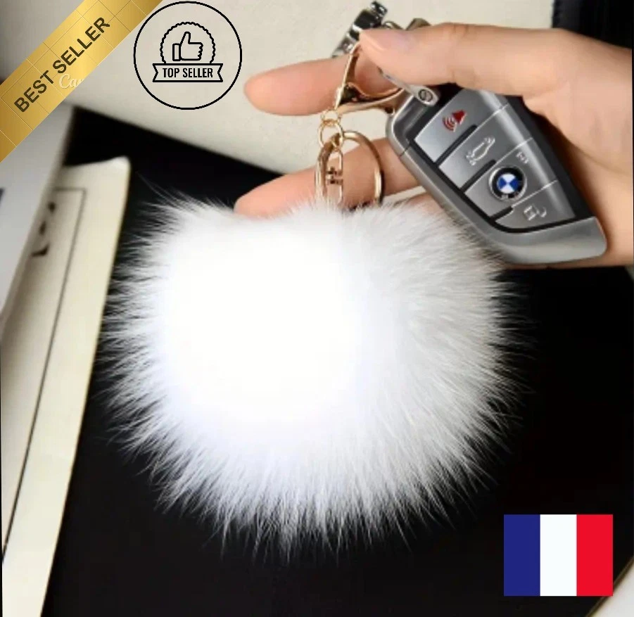 Porte Clé Bijoux Sac Pompon Doux Fourrure Femme Mode Idée Cadeau Voiture Fille - Photo 1/1