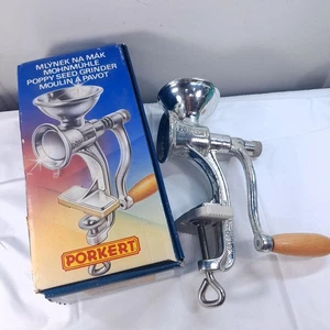 Molinillo de semillas de amapola de metal Porkert vintage con caja e instrucciones República Checa - Imagen 1 de 14