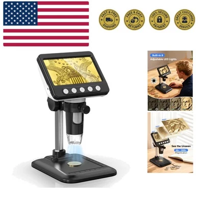 Versátil Microscopio para Monedas 1080P de 4.3" - Ideal para Jóvenes Coleccionistas y Aficionados Foto 1 de 4