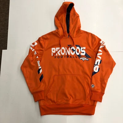 NFL Denver Broncos Football Hands High G-lll Hoodie Orange Blue Sz M Pull Over - Image 1 of 4