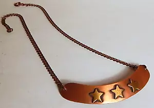 VINTAGE KUPFERPLATTE? CURVE MIT 3 MESSING STERNEN HALSKETTE - Bild 1 von 3
