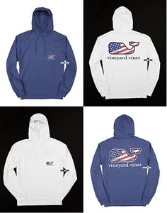 NWT Vineyard Vines Men Long Sleeve Graphic Pocket Hoodie "PATRIOT WHALE EDITION" - Picture 1 of 15