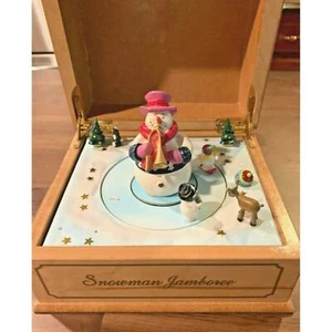 Snowman Wooden Music box by Mr Christmas Wind-up (Snowman loose in box) Working - Picture 1 of 11