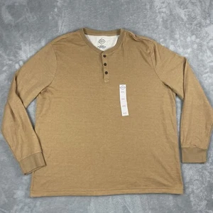 St Johns Bay Waffle Knit Thermal Henley Shirt Mens XXL Brown Long Sleeve NWT - Picture 1 of 10