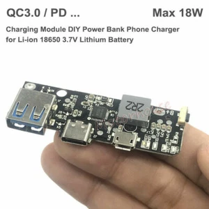 QC3.0 PD Type-C USB Lithium Li-ion 18650 Battery Fast Charging Module Power Bank - Picture 1 of 7