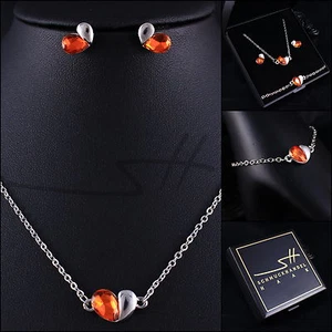 Halskette Ohrstecker Armband *Halb Herz*, Silber im Etui, Weihnachtsgeschenk - Bild 1 von 10