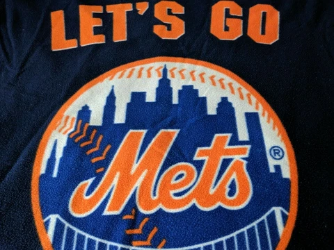 NEW YORK LET'S GO METS BLUE THROW BLANKET HARRAH'S RESORT ATLANTIC CITY Cover