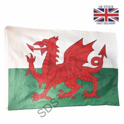 5 feet x 3 feet WALES (WELSH) FLAG with EYELETS caravan camping motorhome boat - Image 1 of 3