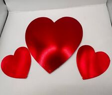 Vtg Valentine Diecut Cut Out Holiday Cardboard Wall Decor Red Metallic Hearts