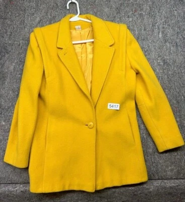 Abrigo Blazer Mujer Braetan Vintage Mezcla Lana Amarillo Botón 5/6 Hecho en EE. UU. Foto 1 de 4