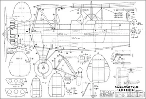 Focke Wulf 44 großformatige Modellpläne - Bild 1 von 3