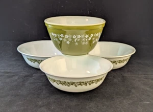 Pyrex Mixing Nesting Bowl 401 Crazy Daisy 1.5 Pint Spring Blossom 3 Cereal Bowls - Picture 1 of 7