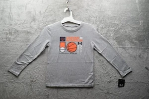 Boys' Under Armour Basketball Division Long Sleeve T-Shirt, Grey, Size 6, New - Picture 1 of 11