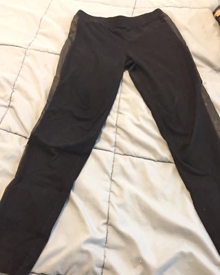 Gapkids black cotton/poly with faux leather on sides girl's leggings XL - Image 1 of 4