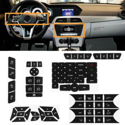 For Mercedes Benz Steering Wheel A/C Door Radio Stickers Push Button Repair Set - Image 1 of 4