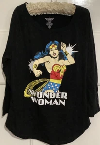 Wonder Woman Black Kids size 6 long sleeve cotton shirt cotton polyester EC - Picture 1 of 13