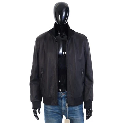 Chaqueta bomber de cuero negra BRIONI 6995$ Foto 1 de 4