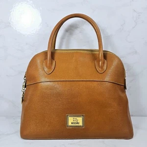 Moschino Women Brown Leather Shoulder Handbag No Crossbody Strap Included - Picture 1 of 18