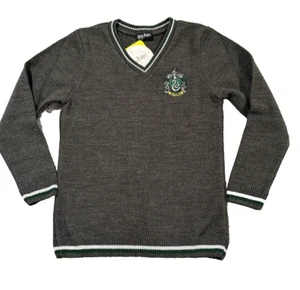 Harry Potter House of Slytherin Crest Patch V Neck Sweater Kids M 9-10 Years Old - Picture 1 of 7