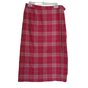 St. John's Bay Midi Wrap Red Plaid Tartan Country Cottage Large Skirt Cotton - Picture 1 of 10