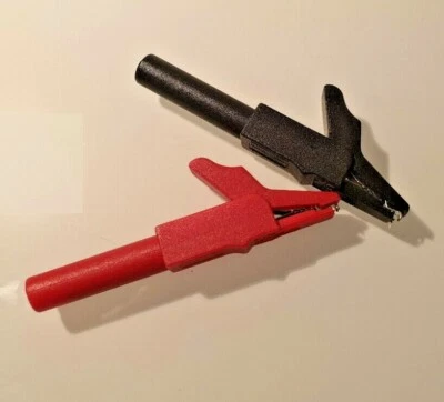 2 Krokodilklemmen voll isoliert max 300V 15A 4mm Bananenbuchse Abgreifklemme