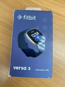 New in sealed box Fitbit Versa 3 Health Fitness Smartwatch with GPS - Blue/Gold