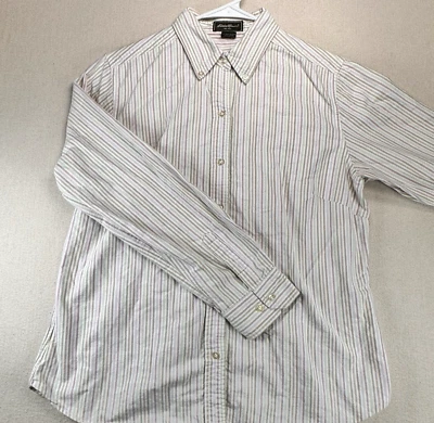 Camisa de franela de algodón Eddie Bauer M rosa y verde para hombre a rayas suave ligera Foto 1 de 4