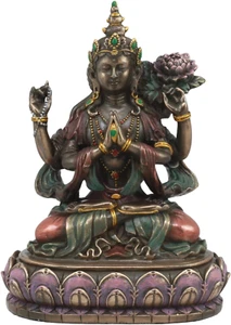 Statua Ebros Avalokiteśvara Kuan Yin seduto sul Trono di Loto Alta 6" Infinite Comp - Foto 1 di 6