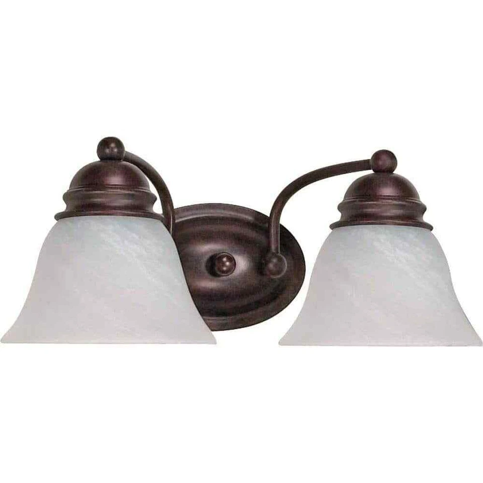Nuvo 60-345 Empire 2 Light 15 In. Vanity Alabaster Glass Bell Shades Bro