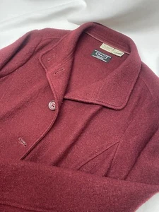 L.L. Bean x Bellandi Burgundy 100% Boiled Wool Pea Coat Barn Chore Women Size Xl - Picture 1 of 9