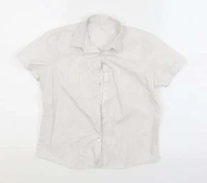 George Girls White Polyester Blend Basic Button-Up Size 6-7 Years Collared - Picture 1 of 12